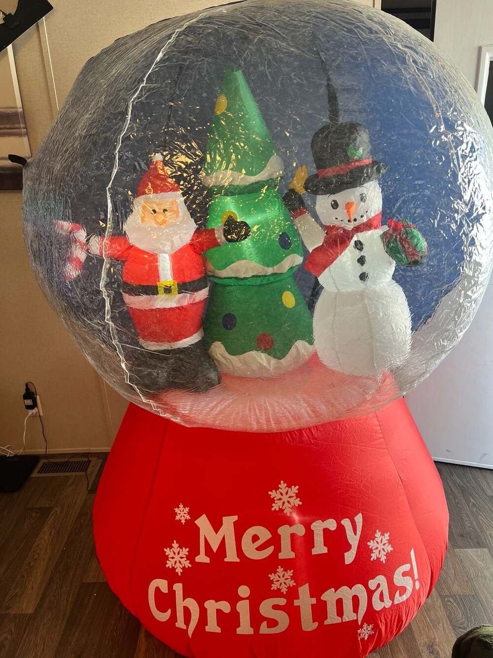 Fraser Hill Farm 6ft Pre-Lit Santa and Snowman Snow Globe Inflatable FHFSNWGLOBE